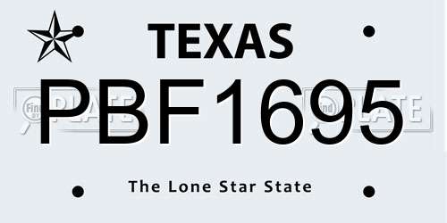 PBF1695 Texas License Plate