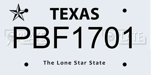 PBF1701 Texas License Plate