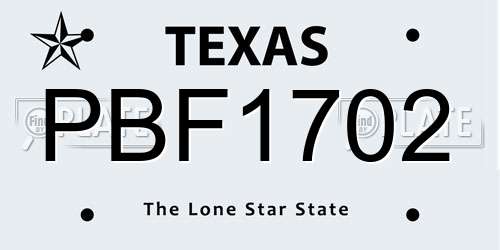 PBF1702 Texas License Plate