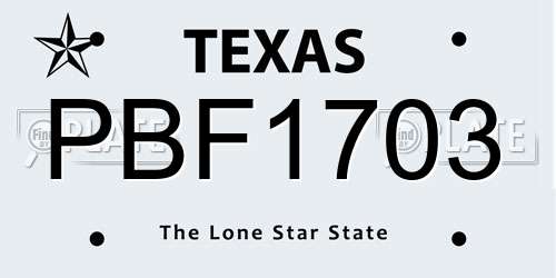 PBF1703 Texas License Plate