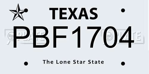 PBF1704 Texas License Plate