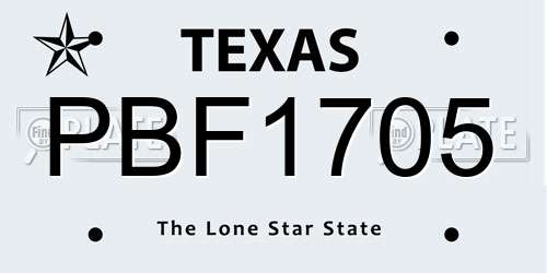 PBF1705 Texas License Plate