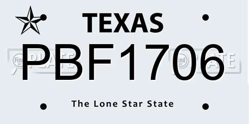 PBF1706 Texas License Plate