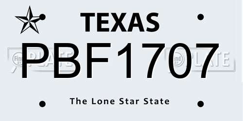 PBF1707 Texas License Plate