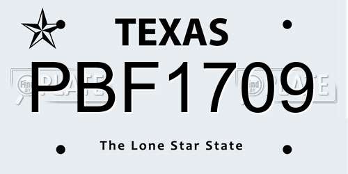 PBF1709 Texas License Plate