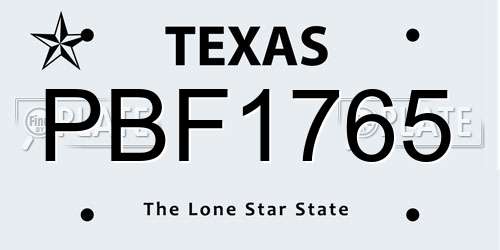 PBF1765 Texas License Plate