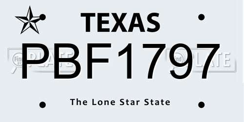 PBF1797 Texas License Plate