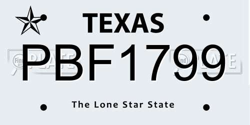 PBF1799 Texas License Plate