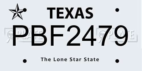 PBF2479 Texas License Plate