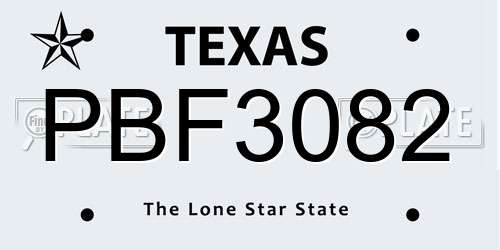 PBF3082 Texas License Plate