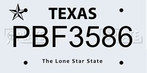 PBF3586 Texas License Plate