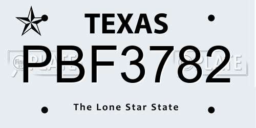 PBF3782 Texas License Plate