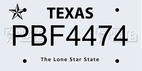 PBF4474 Texas License Plate