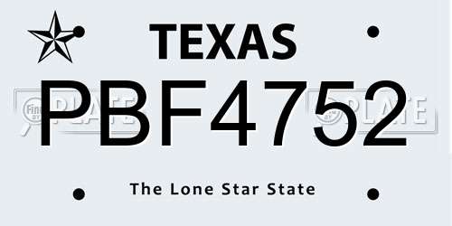 PBF4752 Texas License Plate