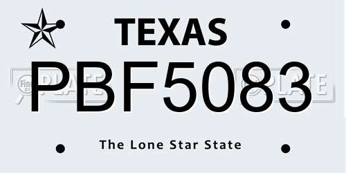 PBF5083 Texas License Plate