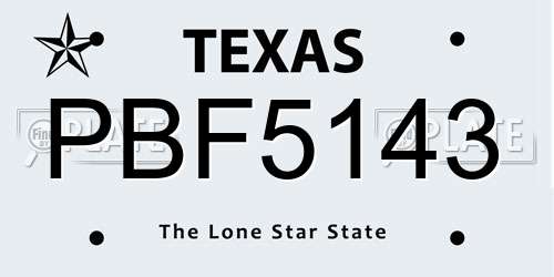 PBF5143 Texas License Plate