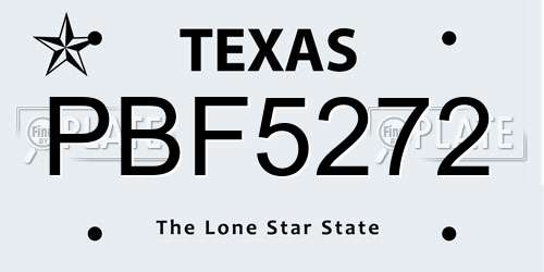 PBF5272 Texas License Plate