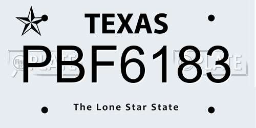 PBF6183 Texas License Plate