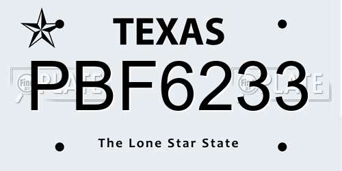 PBF6233 Texas License Plate