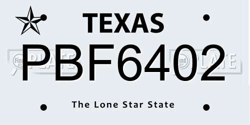 PBF6402 Texas License Plate