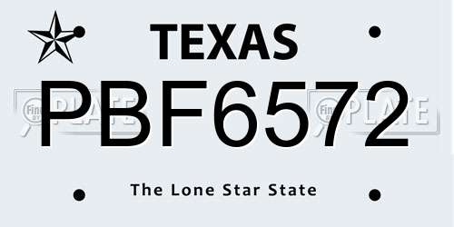 PBF6572 Texas License Plate