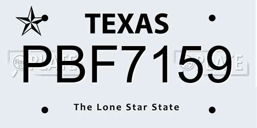 PBF7159 Texas License Plate