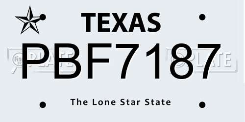 PBF7187 Texas License Plate