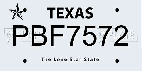 PBF7572 Texas License Plate