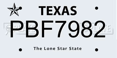 PBF7982 Texas License Plate