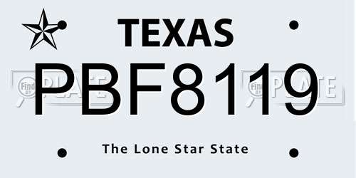 PBF8119 Texas License Plate