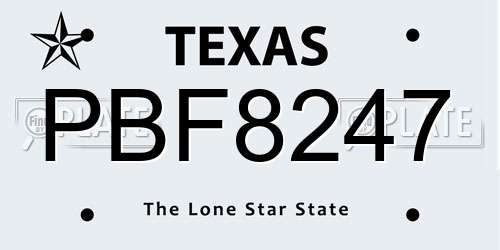 PBF8247 Texas License Plate