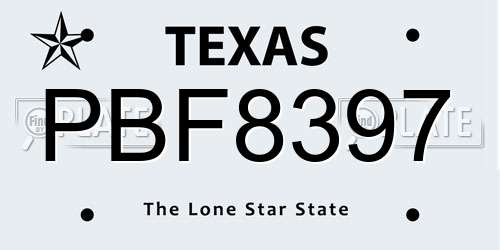 PBF8397 Texas License Plate