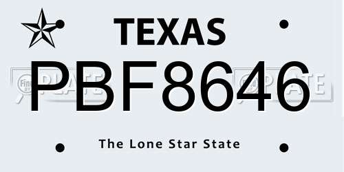 PBF8646 Texas License Plate