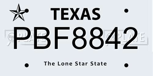 PBF8842 Texas License Plate