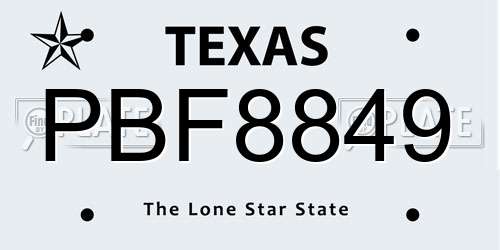 PBF8849 Texas License Plate