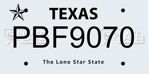 PBF9070 Texas License Plate
