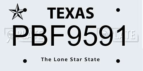 PBF9591 Texas License Plate