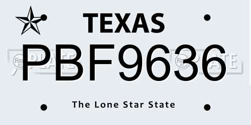 PBF9636 Texas License Plate