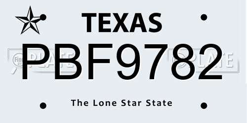PBF9782 Texas License Plate