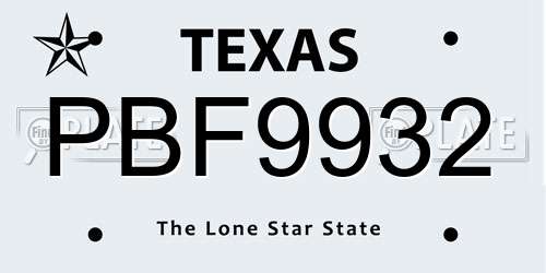PBF9932 Texas License Plate