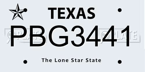 PBG3441 Texas License Plate