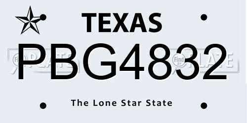 PBG4832 Texas License Plate