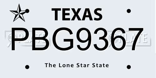 PBG9367 Texas License Plate