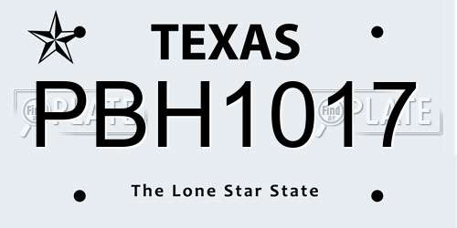 PBH1017 Texas License Plate