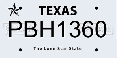 PBH1360 Texas License Plate