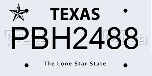 PBH2488 Texas License Plate