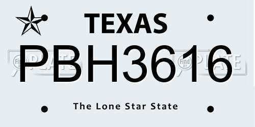 PBH3616 Texas License Plate