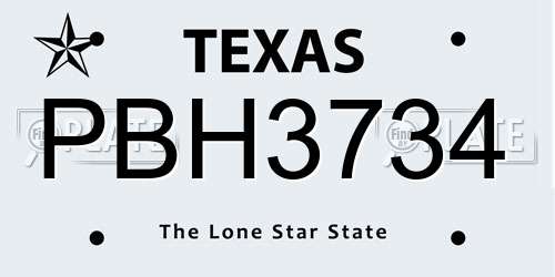 PBH3734 Texas License Plate