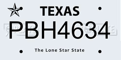 PBH4634 Texas License Plate
