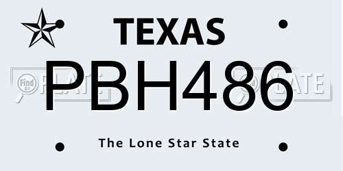 PBH486 Texas License Plate